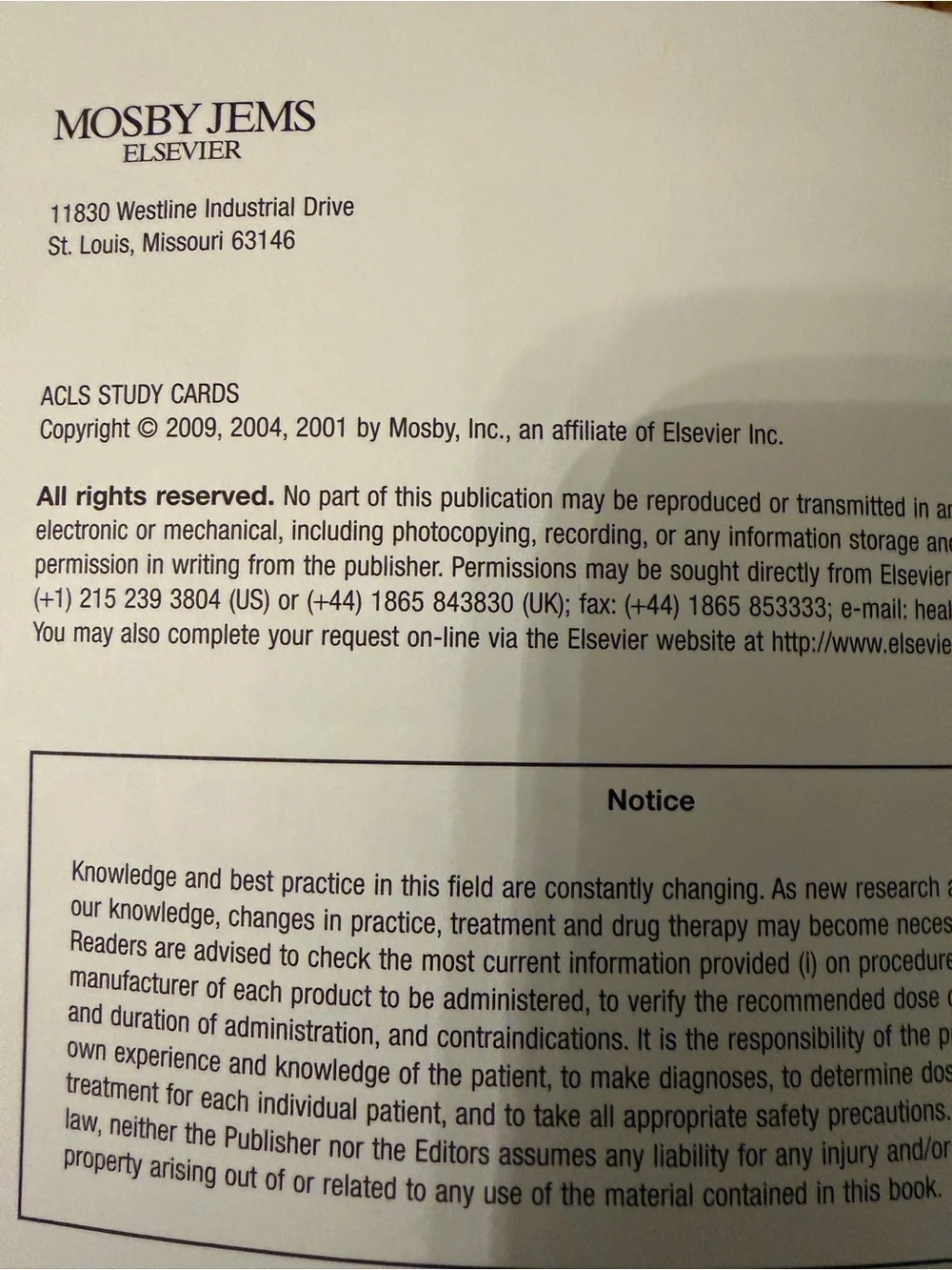 ACLS Study Cards 3rd Edition Barbara Aehlert 500 Flashcards Mosby Elsevier 2009